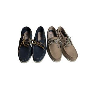 2 Men's 12 NWT  Rugged Shark Boat Shoes Tan Navy Bundle Preppy Casual GorpCore